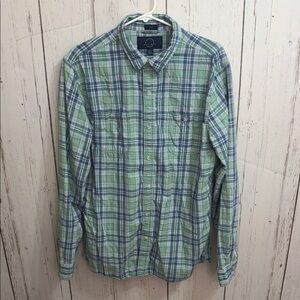 Even Tide Plaid Men's Casual Shirt in Green and Blue Slim Large Tall
